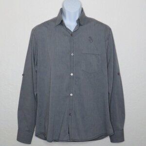 Lexicon* Men's Long Sleeve Button Down‎ Curved Hem Chest Pocket Dress Shirt~ XL